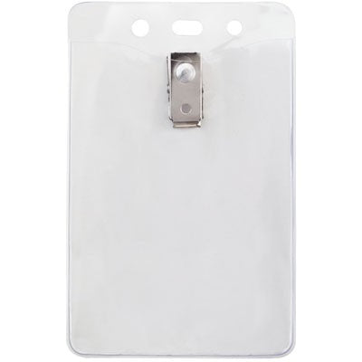 1815-1405/ 1815-1455 Vinyl Badge Holder, Clip-On Badge Holder 4" x 3.30" (102 x 84mm), 2 Hole Clip, thickness 0.25 mm front and 0.25 mm back, Color Clear -100/pack