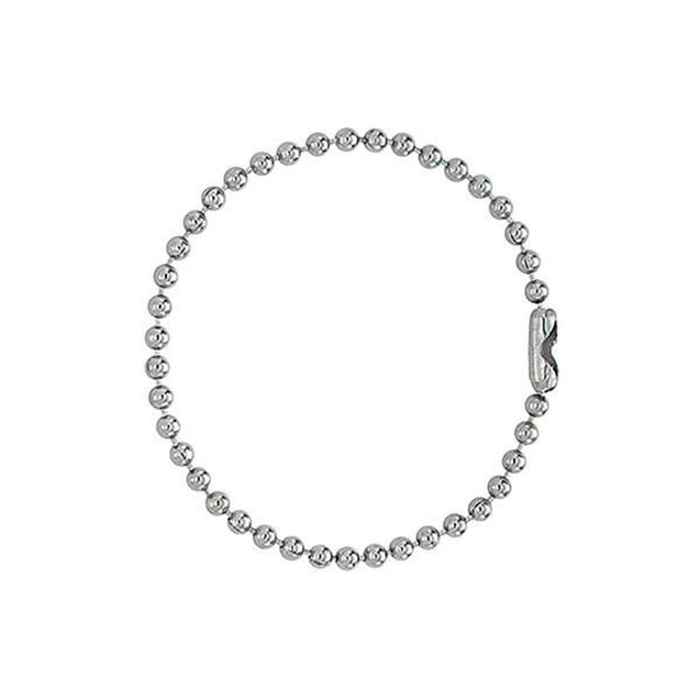 2450-1000 Luggage Accessory, 5" (127mm) NO. 3 (2.3mm bead), Ball Chain w/connection, Nickel Plated Steel - 1000/pack