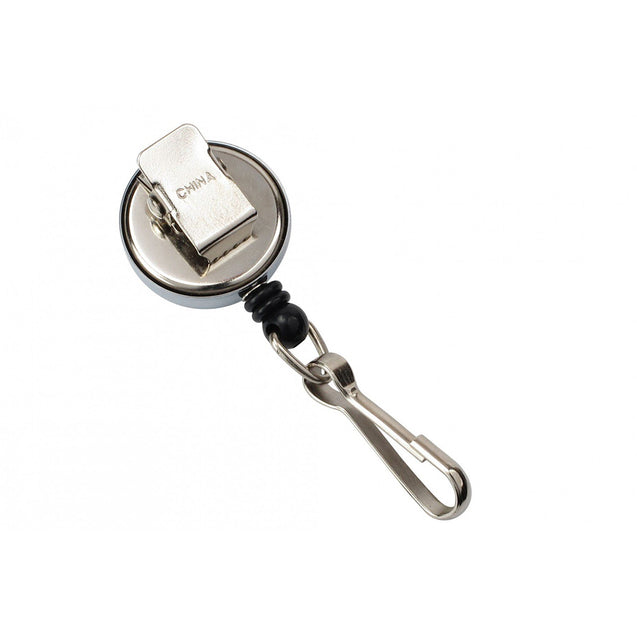 2120-3400 Small Metal Case Badge Reel, Bulldog Clip 1" (26mm), Reel Diameter 1" (26mm), Cord Length : 15" (381mm), , Swivel Hook End Fitting, - Color Chrome - 1000/pack