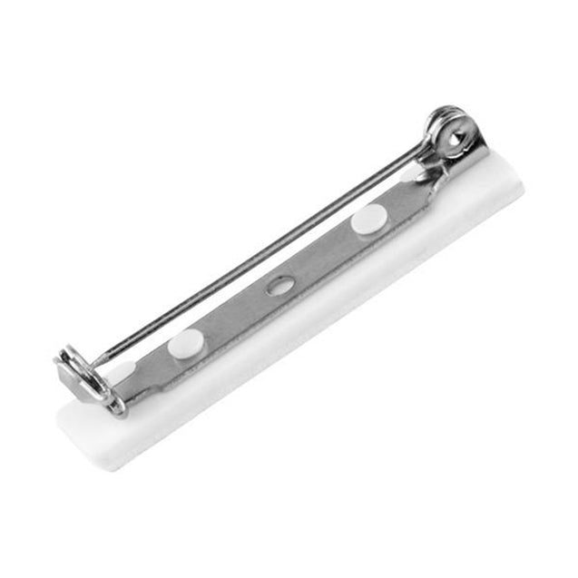 5730-2550 Badge Attachment, 1 1/2" (38mm), Nickel Plated Steel Bar Pin W/Glue-On Abs Base - 100/pack