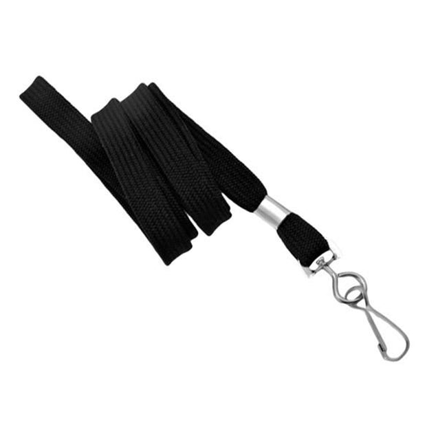NF-9S-BLK Standard Lanyard, Tubular Lanyard 3/8" (10mm), Flexible Tubular Polyester Lanyard, Non-Breakaway, Swivel Hook, 3/8" (10mm) wide x 36" (900mm) long, 47" thread with tighter weave and softer texture - 100/pack