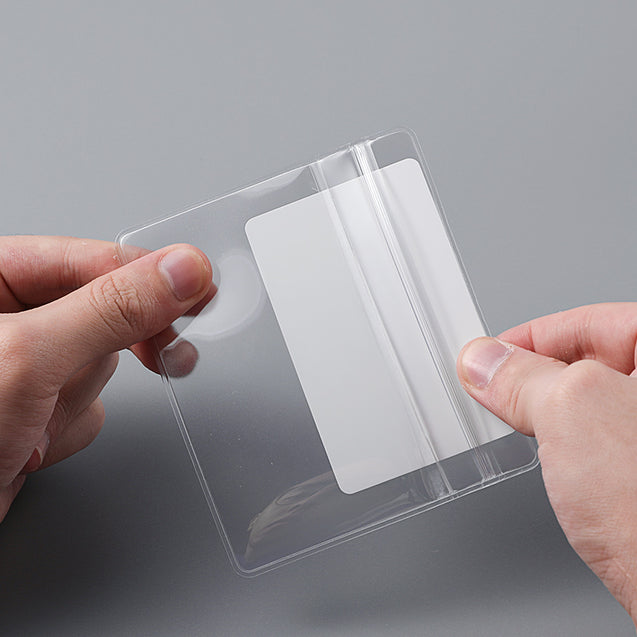 Vinyl Badge Holder, Resealable Zip Lock Vinyl Holder 2 21/64 x 3 3/8” (59 x 86mm), Weather resistant, Clear Zip Lock, Color Clear - 100/pack
