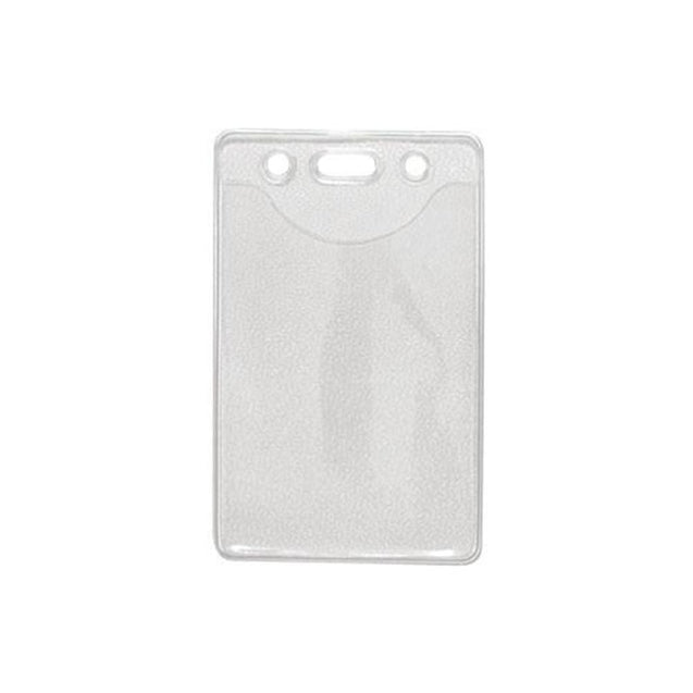 1815-1100 Vinyl Badge Holder, Textured Back Clear Front Vinyl Badge holder 2.30" x 3.38" (58 x 86mm), Standard Credit Card Size / Slot and Chain Holes, thickness 0.25 mm front and 0.76 mm back, Color Clear - 100/pack