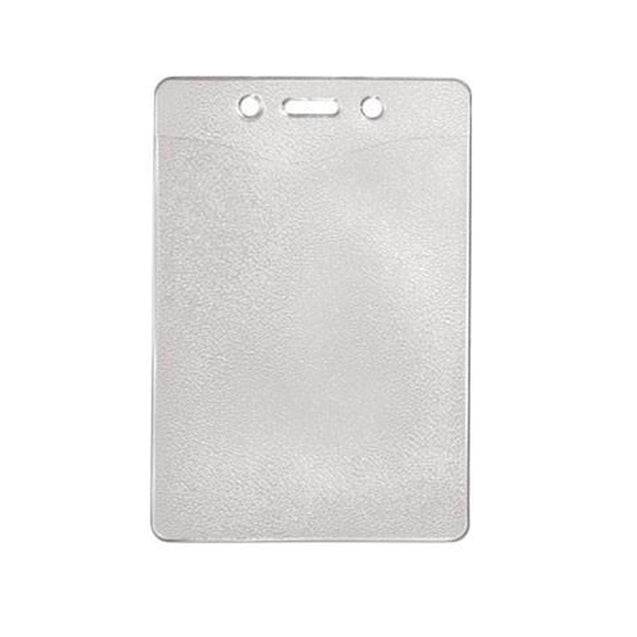 1815-1300 Vinyl Badge Holder, Textured Back Clear Front Vinyl Badge holder 2.80" x 4.00" (71 x 102mm), Government / Militrary Card Size / Slot and Chain Holes, thickness 0.25 mm front and 0.76 mm back, Color Clear - 100/pack