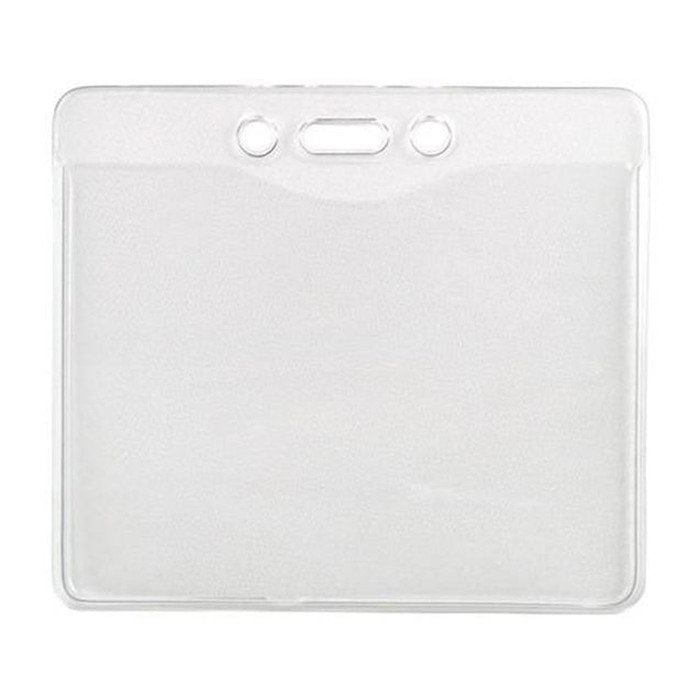1815-1400 Vinyl Badge Holder, Textured Back Clear Front Vinyl Badge holder 4.00" x 3.17" (102 x 81mm), Event Size / Slot and Chain Holes, thickness 0.25 mm front and 0.76 mm back, Color Clear - 100/pack