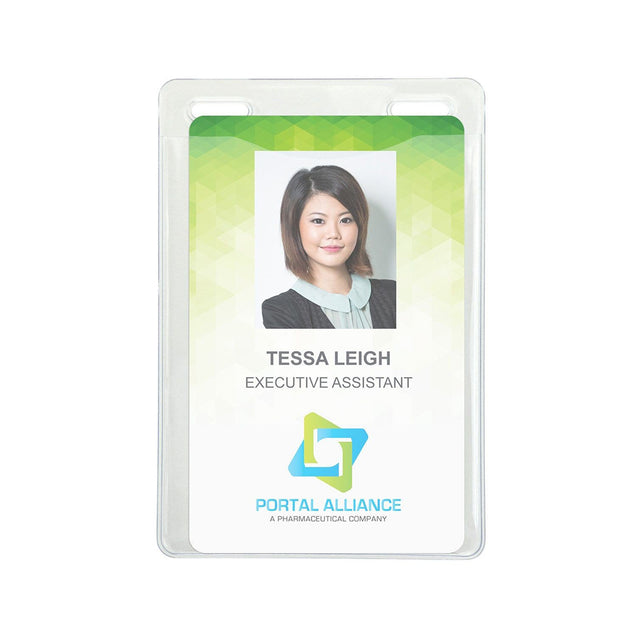 1815-1401/1815-1451 Vinyl Badge Holder, Event Badge Holder 4.00" x 3.00" (102 mm x 76 mm), 2 Slot Holes Style, thickness 0.25 mm front and 0.76 mm back - Color Clear