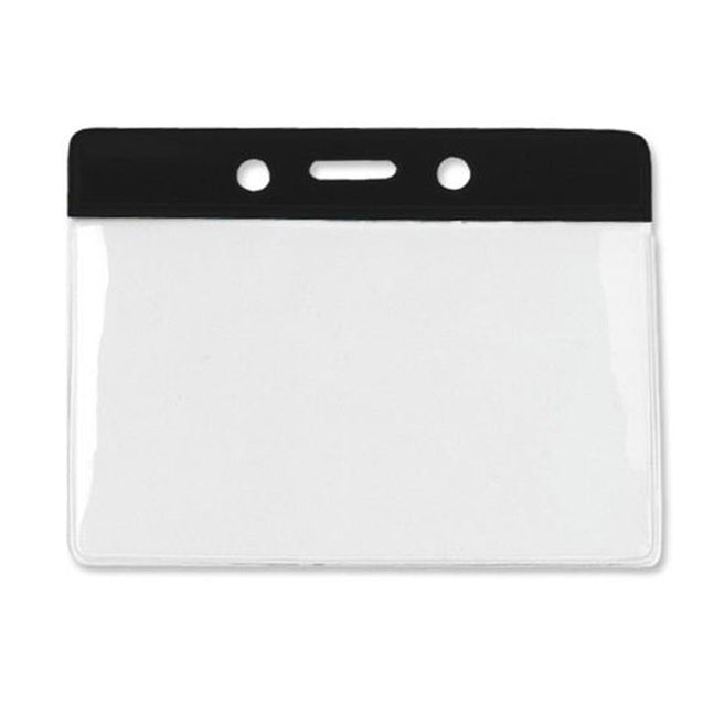 1820-1000 Vinyl Badge Holder, Color-Coded Vinyl Badge Holder 3.38" x 2.25" (86 x 57mm), Clear vinyl pocket front with color bar at top, thickness 0.23 mm front and 0.23 mm back, Horizontal top-load format