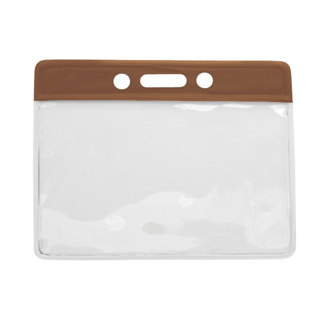 1820-1000 Vinyl Badge Holder, Color-Coded Vinyl Badge Holder 3.38" x 2.25" (86 x 57mm), Clear vinyl pocket front with color bar at top, thickness 0.23 mm front and 0.23 mm back, Horizontal top-load format