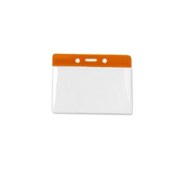 1820-1000 Vinyl Badge Holder, Color-Coded Vinyl Badge Holder 3.38" x 2.25" (86 x 57mm), Clear vinyl pocket front with color bar at top, thickness 0.23 mm front and 0.23 mm back, Horizontal top-load format