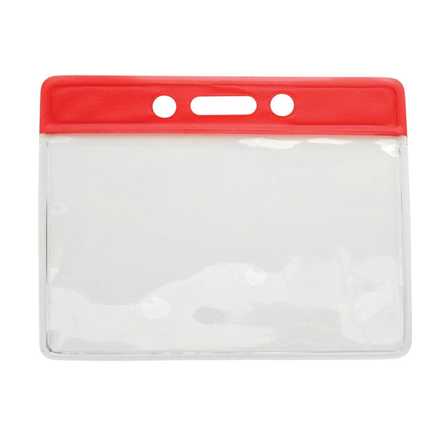 1820-1000 Vinyl Badge Holder, Color-Coded Vinyl Badge Holder 3.38" x 2.25" (86 x 57mm), Clear vinyl pocket front with color bar at top, thickness 0.23 mm front and 0.23 mm back, Horizontal top-load format