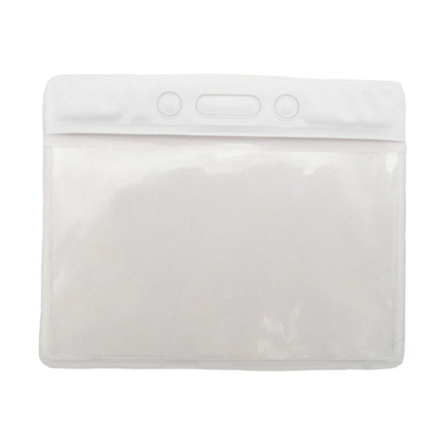 1820-1000 Vinyl Badge Holder, Color-Coded Vinyl Badge Holder 3.38" x 2.25" (86 x 57mm), Clear vinyl pocket front with color bar at top, thickness 0.23 mm front and 0.23 mm back, Horizontal top-load format