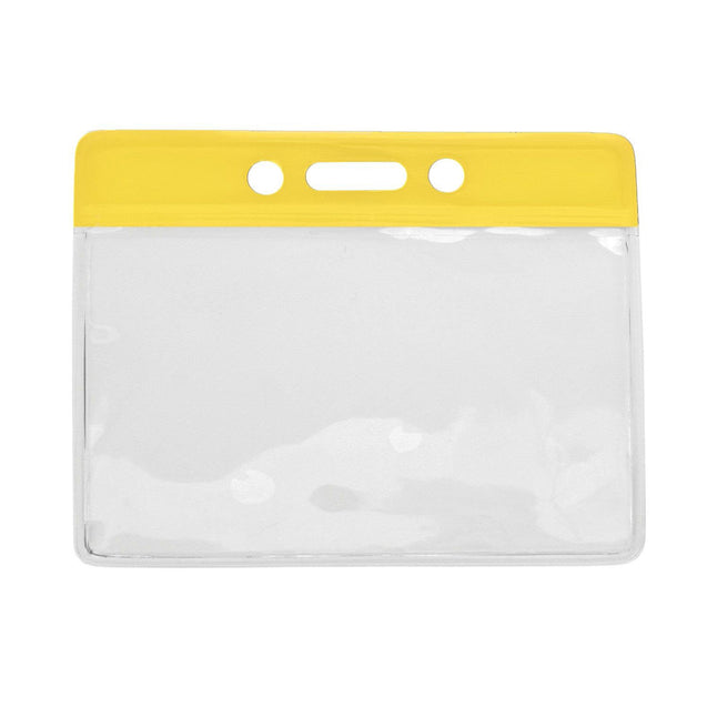 1820-1000 Vinyl Badge Holder, Color-Coded Vinyl Badge Holder 3.38" x 2.25" (86 x 57mm), Clear vinyl pocket front with color bar at top, thickness 0.23 mm front and 0.23 mm back, Horizontal top-load format