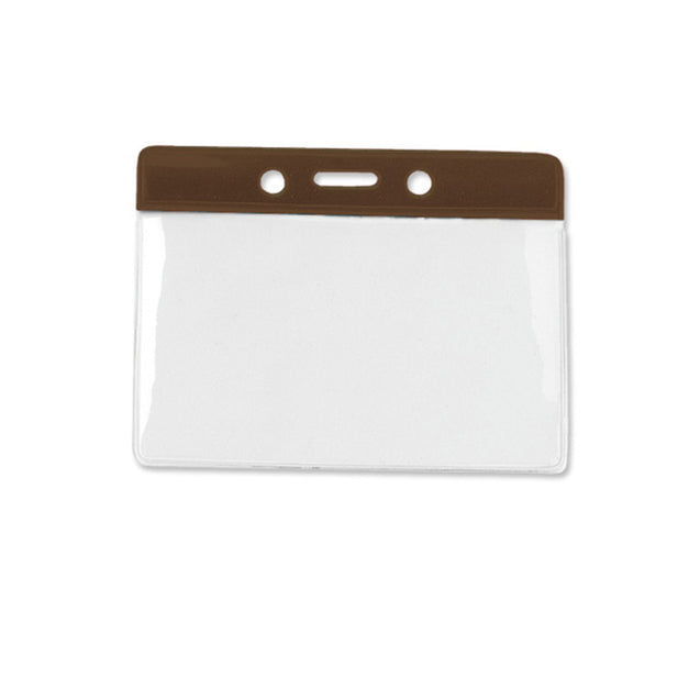 1820-1100 Vinyl Badge Holder, Color-Coded Vinyl Badge Holder 3.81" x 2.63" (98 x 67mm), Clear vinyl pocket front with color bar at top, thickness 0.23 mm front and 0.23 mm back, Horizontal top-load format