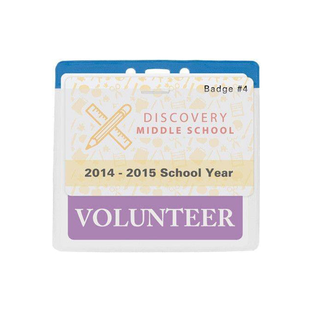 1820-1200 Vinyl Badge Holder, Color-Coded Vinyl Badge Holder 4.38" x 3.75" (111 x 95mm), Clear vinyl pocket front with color bar at top, thickness 0.23 mm front and 0.23 mm back, Horizontal top-load format -100/pack