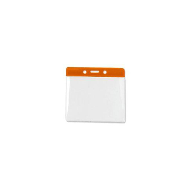1820-1200 Vinyl Badge Holder, Color-Coded Vinyl Badge Holder 4.38" x 3.75" (111 x 95mm), Clear vinyl pocket front with color bar at top, thickness 0.23 mm front and 0.23 mm back, Horizontal top-load format -100/pack