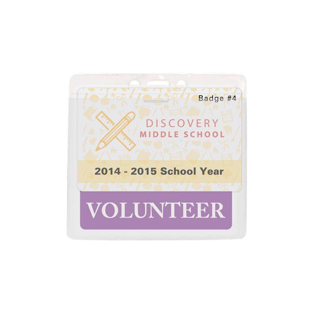 1820-1200 Vinyl Badge Holder, Color-Coded Vinyl Badge Holder 4.38" x 3.75" (111 x 95mm), Clear vinyl pocket front with color bar at top, thickness 0.23 mm front and 0.23 mm back, Horizontal top-load format -100/pack