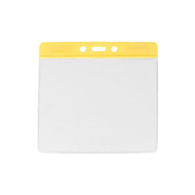 1820-1200 Vinyl Badge Holder, Color-Coded Vinyl Badge Holder 4.38" x 3.75" (111 x 95mm), Clear vinyl pocket front with color bar at top, thickness 0.23 mm front and 0.23 mm back, Horizontal top-load format -100/pack