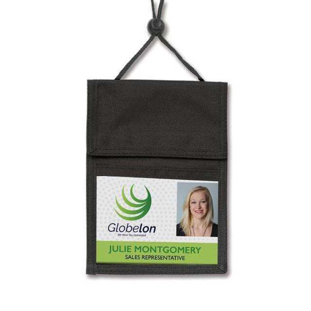 1860-2501 Speciality Badge Holder, Credential Wallet 6.00" x 4.63" (152 x 118mm); 3.00" x 4.63" (76 x 118mm), 3-Pocket Credential Wallet with Pen Compartments, Adjustable Neck Cord