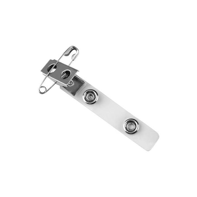 2105-3370 Strap Clip, Pin and Clip , 2-Hole NPS Clip & Safety Pin, Clear Vinyl Strap Clip , Strap Size 2 3/4" (70mm), - Color NPS - 100/pack