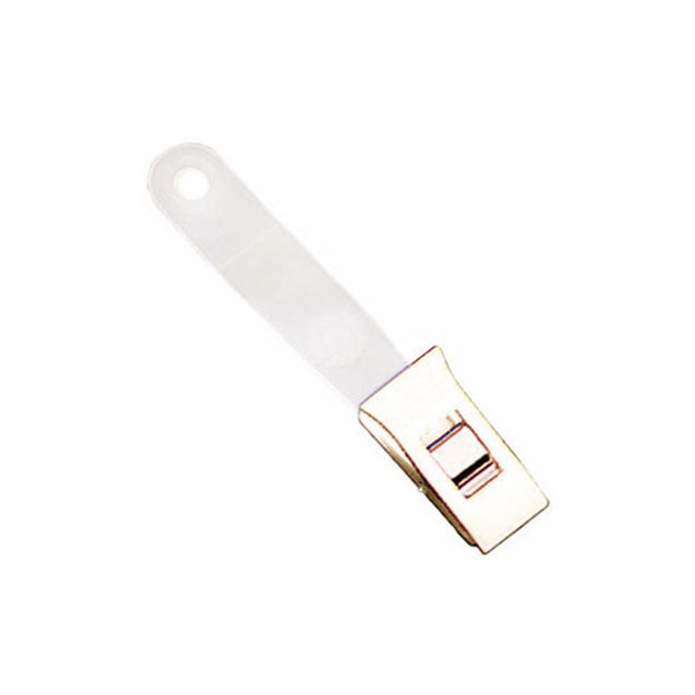 Strap Clip, Mylar Strap 2 1/4” (57mm), Ribbed Thumb-Grip White Clip , Nylon, Frosted, Molded Strap, Strap Size 2 1/4" (57mm), - Color  - 100/pack