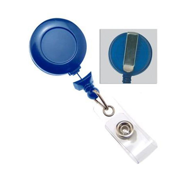 2120-3050 Round Plastic Twist-Free Badge Reel, Belt Clip Style 1 1/4" (32mm), Reel Diameter 1 1/4" (32mm), Cord Length : 34" (864mm), Label size : 3/4" (19mm), Clear Vinyl Strap, - 25/pack