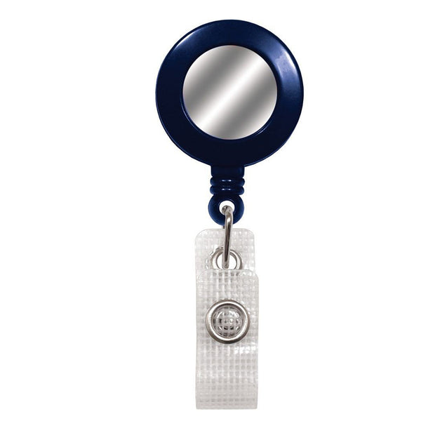 2120-3100 Round Badge Reel with Sliver Sticker, Belt Clip Style 1 1/4" (32mm), Reel Diameter 1 1/4" (32mm), Cord Length : 34" (864mm), Label size : 3/4" (19mm), Reinforced Vinyl Strap, - 25/pack