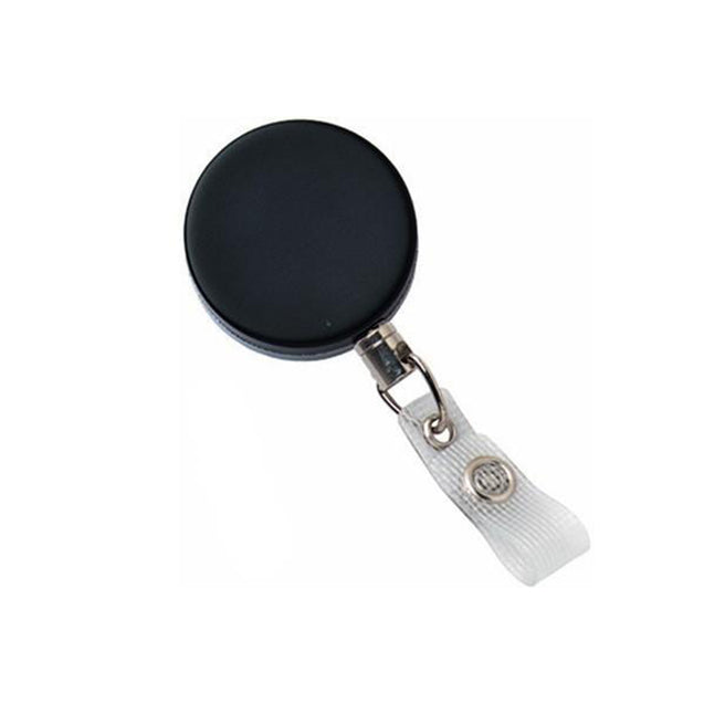 2120-3305 Heavy Duty Badge Reel, Belt Clip Style 1 1/2" (38mm), Reel Diameter 1 1/2" (38mm), Cord Length : 24" (588mm), Label size : 1 1/2" (38mm), Steel Cord ; Clear Vinyl Strap, - Color Black/Chrome