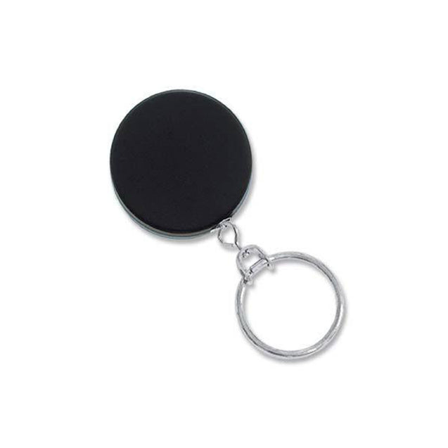 2120-3325 Heavy Duty Badge Reel, Belt Clip Style 1 1/2" (38mm), Reel Diameter 1 1/2" (38mm), Cord Length : 18" (457mm), Label size : 1 1/2" (38mm), Chain Cord ; Key Ring, - Color Black/Chrome