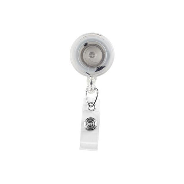 Round Badge Reel, Spring Clip Style 1 1/4" (32mm), Reel Diameter 1 1/4" (32mm), Cord Length : 34" (864mm), Label size : 3/4" (19mm), Clear Vinyl Strap - 1000/pack