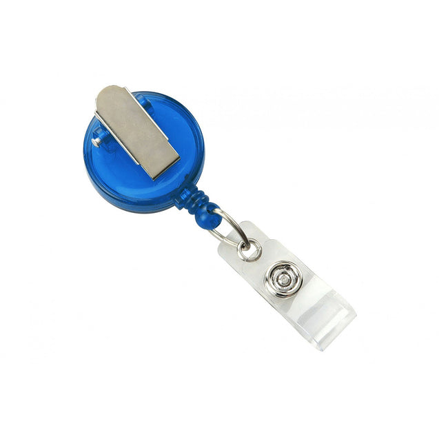 2120-4700 Round Badge Reel, Spring Clip Style 1 1/4" (32mm), Reel Diameter 1 1/4" (32mm), Cord Length : 34" (864mm), Label size : 3/4" (19mm), Clear Vinyl Strap, - 25/pack