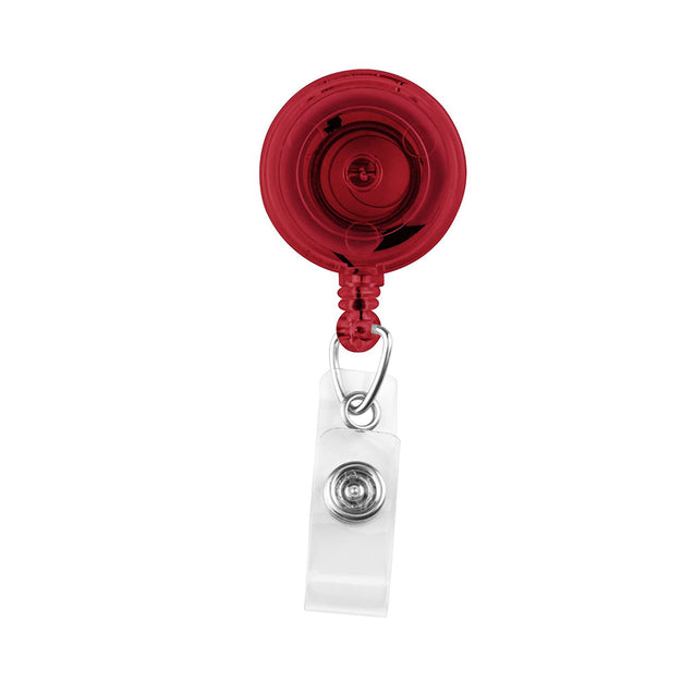 2120-4700 Round Badge Reel, Spring Clip Style 1 1/4" (32mm), Reel Diameter 1 1/4" (32mm), Cord Length : 34" (864mm), Label size : 3/4" (19mm), Clear Vinyl Strap, - 25/pack