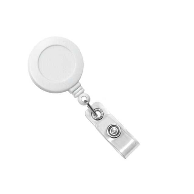 Round Badge Reel, Swivel Clip Style 1 1/4" (32mm), Reel Diameter 1 1/4" (32mm), Cord Length : 34" (864mm), Label size : 3/4" (19mm), Clear Vinyl Strap - 25/pack