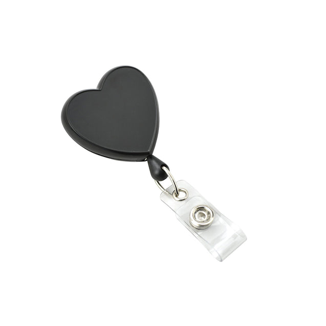 2120-7616 Heart Shaped Badge Reel, Swivel Clip Style 1 1/4" (32mm), Reel Diameter 1 1/4" (32mm), Cord Length : 34" (864mm), Label size : 1 7/16" x 1 " (34m x 35mm), Clear Vinyl Strap, - 25/pack