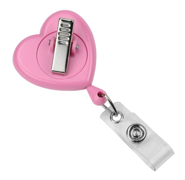 2120-7616 Heart Shaped Badge Reel, Swivel Clip Style 1 1/4" (32mm), Reel Diameter 1 1/4" (32mm), Cord Length : 34" (864mm), Label size : 1 7/16" x 1 " (34m x 35mm), Clear Vinyl Strap, - 25/pack