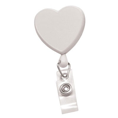 2120-7616 Heart Shaped Badge Reel, Swivel Clip Style 1 1/4" (32mm), Reel Diameter 1 1/4" (32mm), Cord Length : 34" (864mm), Label size : 1 7/16" x 1 " (34m x 35mm), Clear Vinyl Strap, - 25/pack
