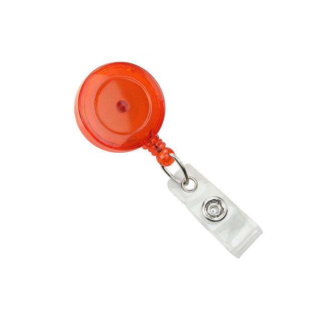 Round Badge Reel, Swivel Clip Style 1 1/4" (32mm), Reel Diameter 1 1/4" (32mm), Cord Length : 34" (864mm), Label size : 3/4" (19mm), Clear Vinyl Strap - 25/pack