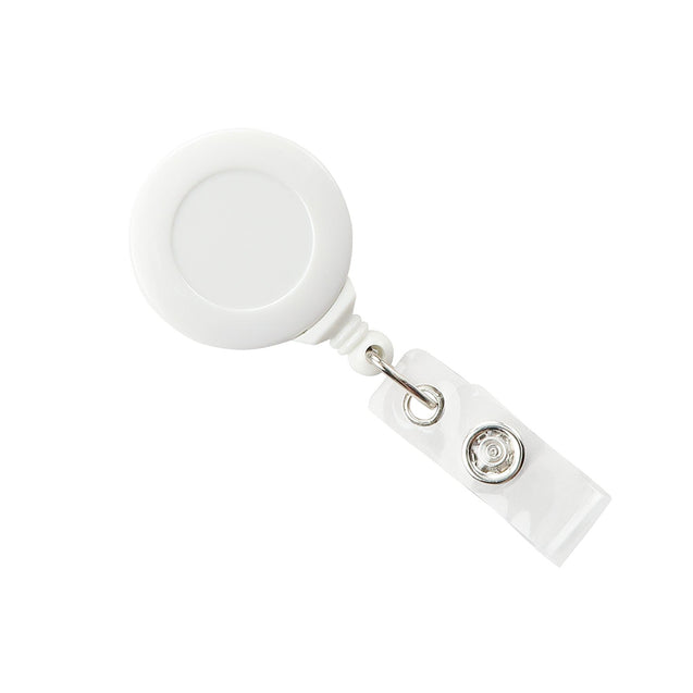 2120-7640 Round Plastic Twist-Free Badge Reel, Swivel Clip Style 1 1/4" (32mm), Reel Diameter 1 1/4" (32mm), Cord Length : 34" (864mm), Label size : 3/4" (19mm), Clear Vinyl Strap, - 25/pack