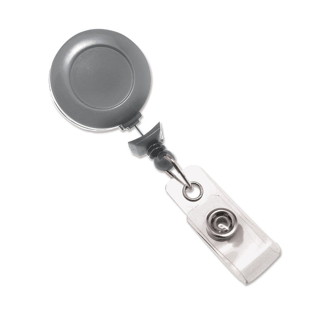 2120-7640 Round Plastic Twist-Free Badge Reel, Swivel Clip Style 1 1/4" (32mm), Reel Diameter 1 1/4" (32mm), Cord Length : 34" (864mm), Label size : 3/4" (19mm), Clear Vinyl Strap, - 25/pack