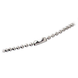 2125-1000 Ball Chain, Steel Ball Chain with Connector No. 3 (2.3mm), Nickel-Plated, Length 24" (610mm), Bead Size No.3 (2.3mm) - Color Sliver - 100/pack