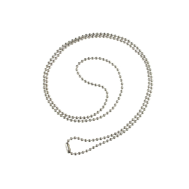 2125-1500 Ball Chain, Steel Ball Chain with Connector No. 3 (2.3mm), Nickel-Plated, Length 30" (762mm), Bead Size No.3 (2.3mm) - Color Sliver - 100/pack