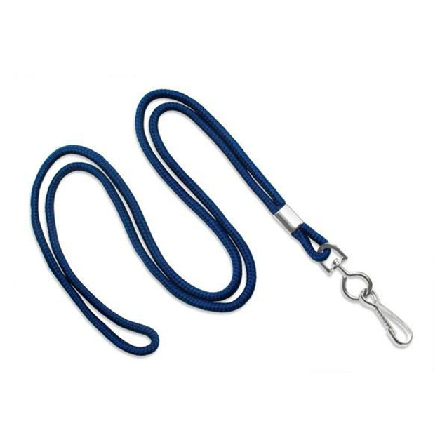 2135-3001 Standard Lanyard, Round Braid Lanyard 1/8" (3mm), Round Braided Polypropylene Lanyard, Non-Breakaway, Swivel Hook, Solid Material Color - 100/pack