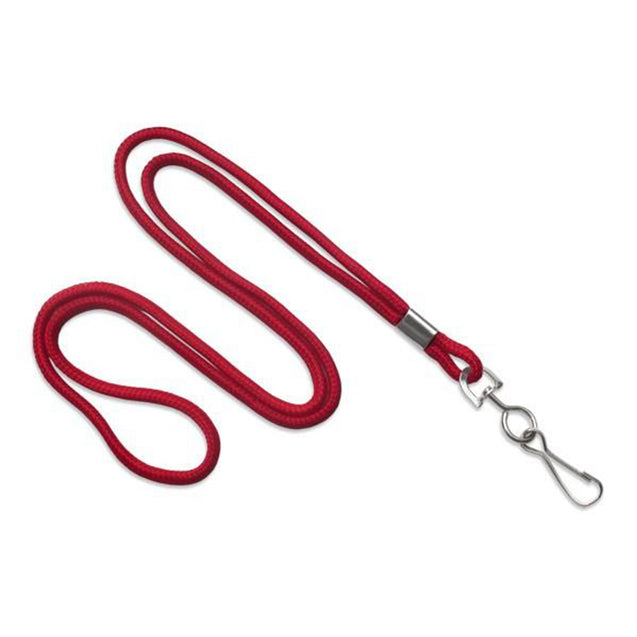 2135-3001 Standard Lanyard, Round Braid Lanyard 1/8" (3mm), Round Braided Polypropylene Lanyard, Non-Breakaway, Swivel Hook, Solid Material Color - 100/pack