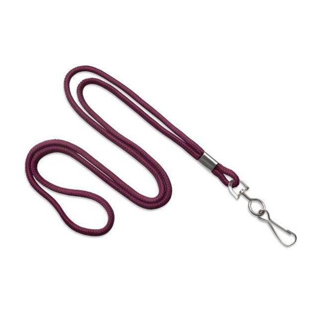 2135-3001 Standard Lanyard, Round Braid Lanyard 1/8" (3mm), Round Braided Polypropylene Lanyard, Non-Breakaway, Swivel Hook, Solid Material Color - 100/pack