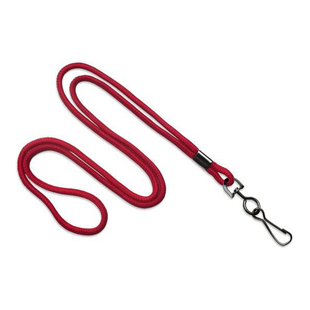 2135-3071 Standard Lanyard, Round Braid Lanyard 1/8" (3 mm), Non-Breakaway, Black Ox Swivel Hook, 1/8" (3 mm) Round x 36" (900mm) long - 100/pack