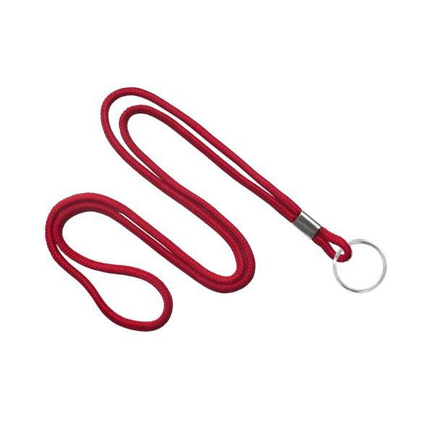 2135-3101 Standard Lanyard, Round Braid Lanyard 1/8" (3mm), Round Braided Polypropylene Lanyard, Non-Breakaway, Split Ring, Solid Material Color - 100/pack