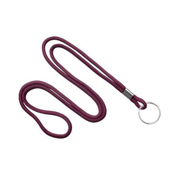 2135-3101 Standard Lanyard, Round Braid Lanyard 1/8" (3mm), Round Braided Polypropylene Lanyard, Non-Breakaway, Split Ring, Solid Material Color - 100/pack