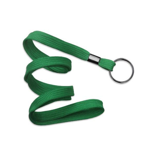 2135-3671 Standard Lanyard, Flat Braid Lanyard 3/8" (10mm), Flat Polyproylene Lanyard, Non-Breakaway, Black-Oxide Split Ring, Crimp Finishing - 100/pack