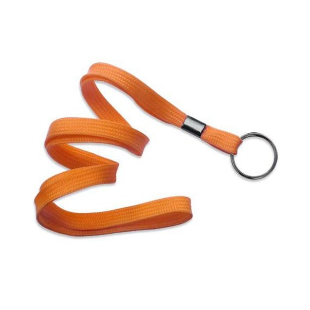 2135-3671 Standard Lanyard, Flat Braid Lanyard 3/8" (10mm), Flat Polyproylene Lanyard, Non-Breakaway, Black-Oxide Split Ring, Crimp Finishing - 100/pack