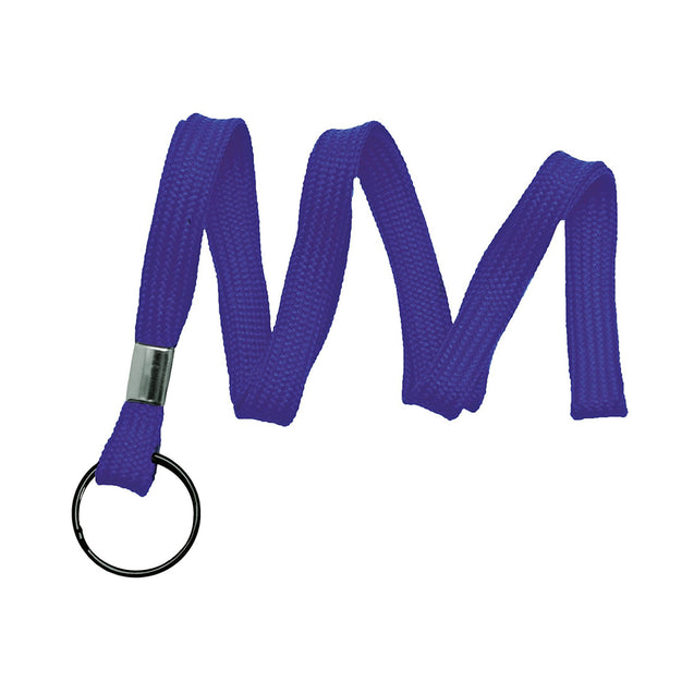 2135-3671 Standard Lanyard, Flat Braid Lanyard 3/8" (10mm), Flat Polyproylene Lanyard, Non-Breakaway, Black-Oxide Split Ring, Crimp Finishing - 100/pack