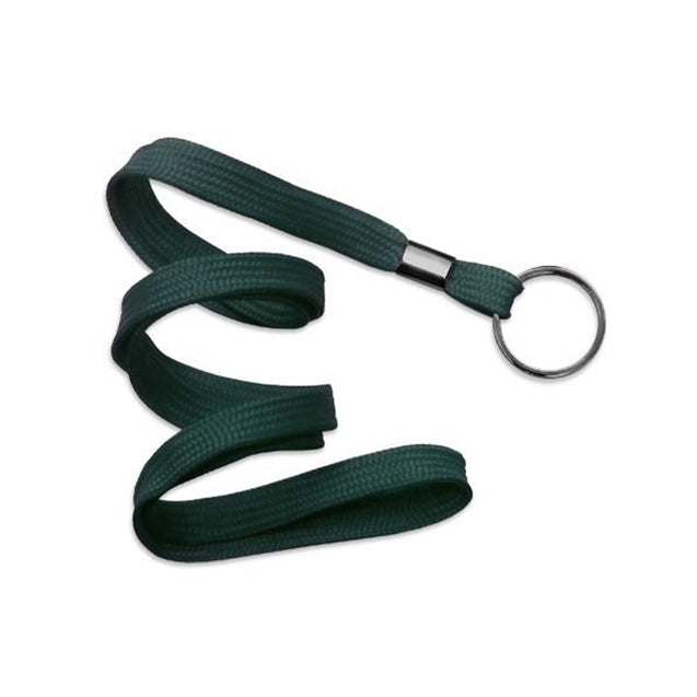 2135-3671 Standard Lanyard, Flat Braid Lanyard 3/8" (10mm), Flat Polyproylene Lanyard, Non-Breakaway, Black-Oxide Split Ring, Crimp Finishing - 100/pack